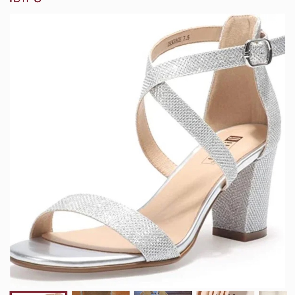 Silver Sparkly Block Heels